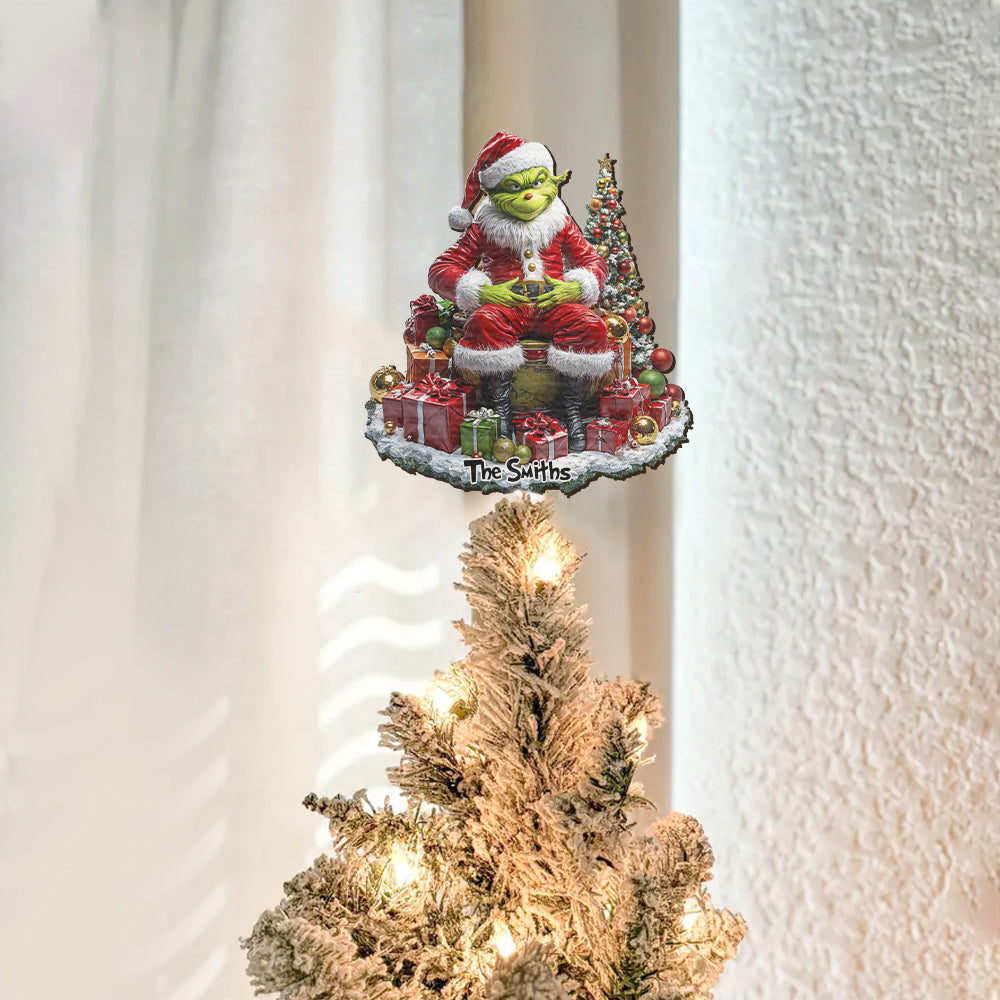 Personalized Grinch Christmas Tree Topper Unique Gift Tree Topper GradoCreations
