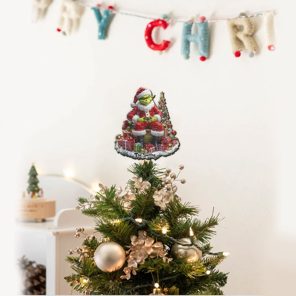 Personalized Grinch Christmas Tree Topper Unique Gift Tree Topper GradoCreations