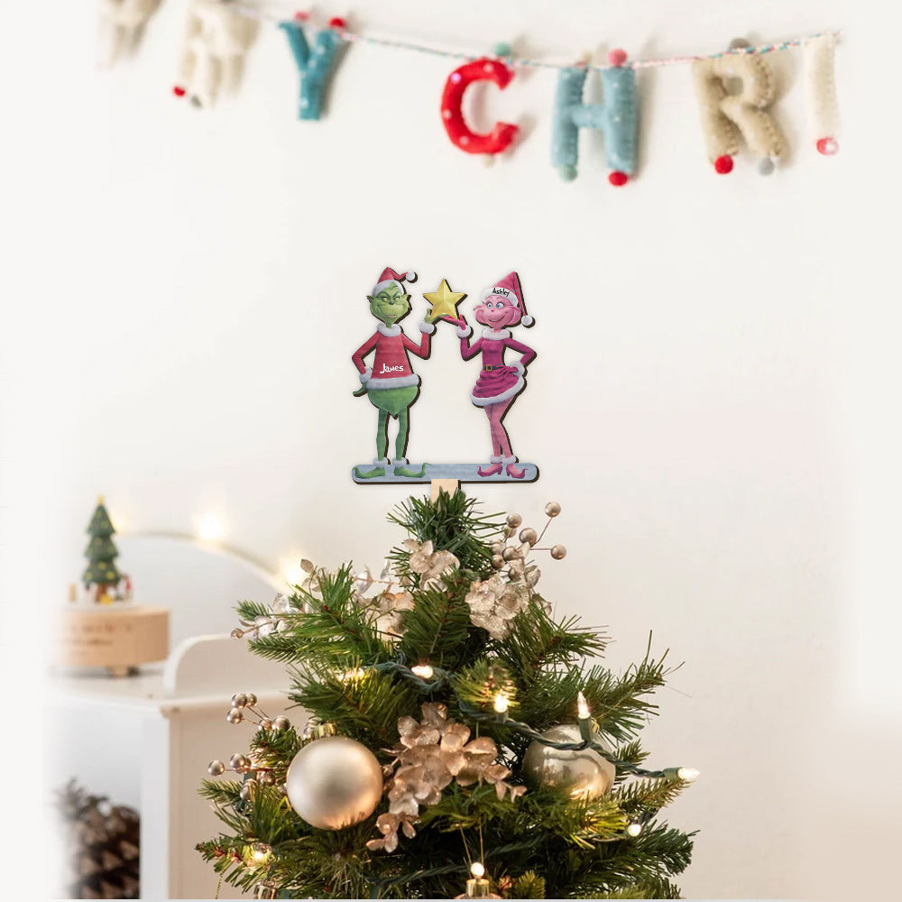 Personalized Grinchmas Christmas Tree Topper Custom Name Decoration Tree Topper GradoCreations