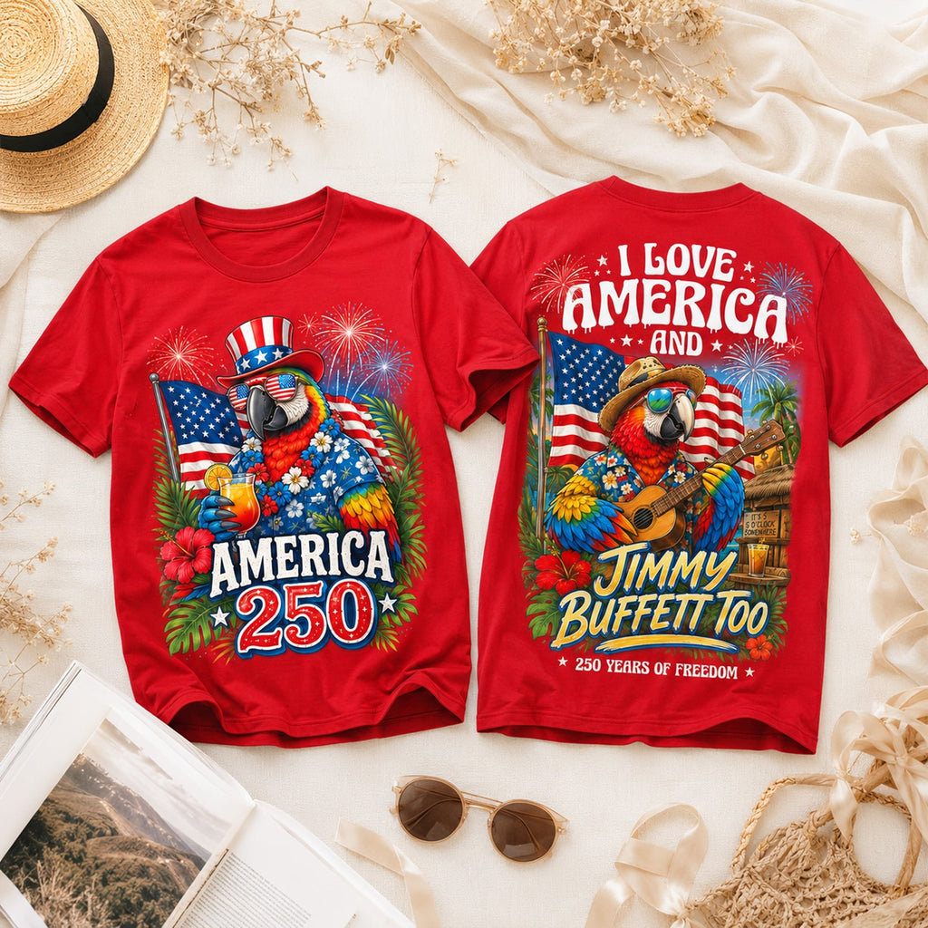 Personalized Patriotic Tropical Parrot Shirt Gift for Family