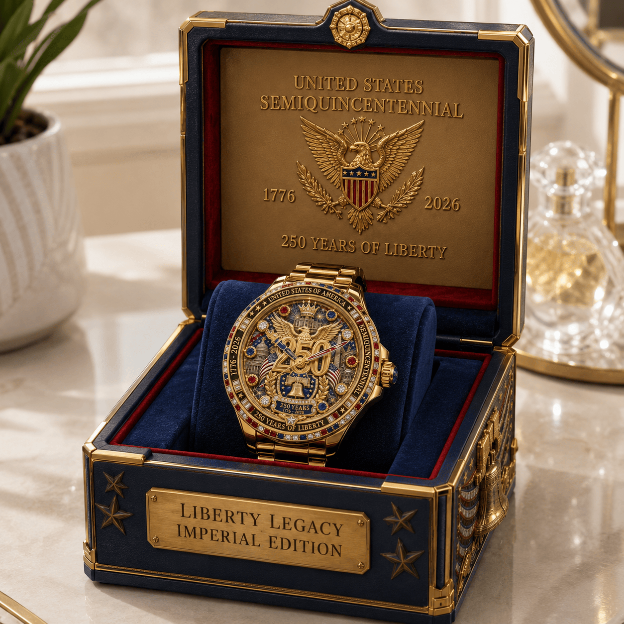 250th Anniversary Men's Wrist Watch with Eagle Design - Perfect Patriotic Gift