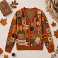 Personalized Witch Sisters Patchwork Cardigan for Halloween Cardigan GradoCreations