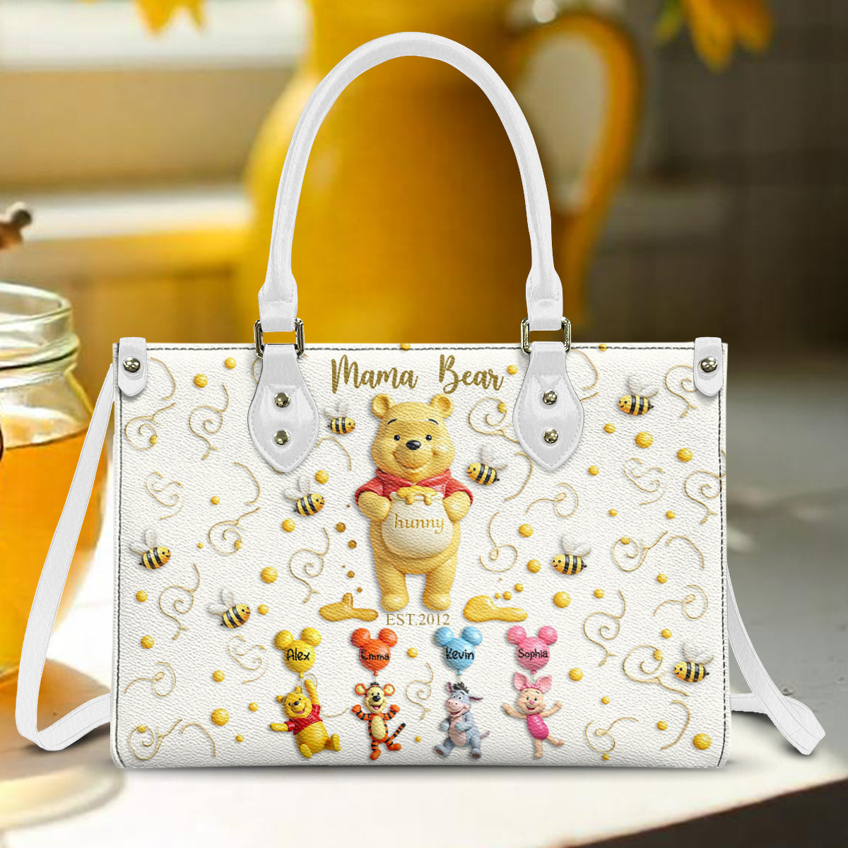 Personalized Leather Handbag with Mama Bear Design for Mom Leather Handbag 2 GradoCreations