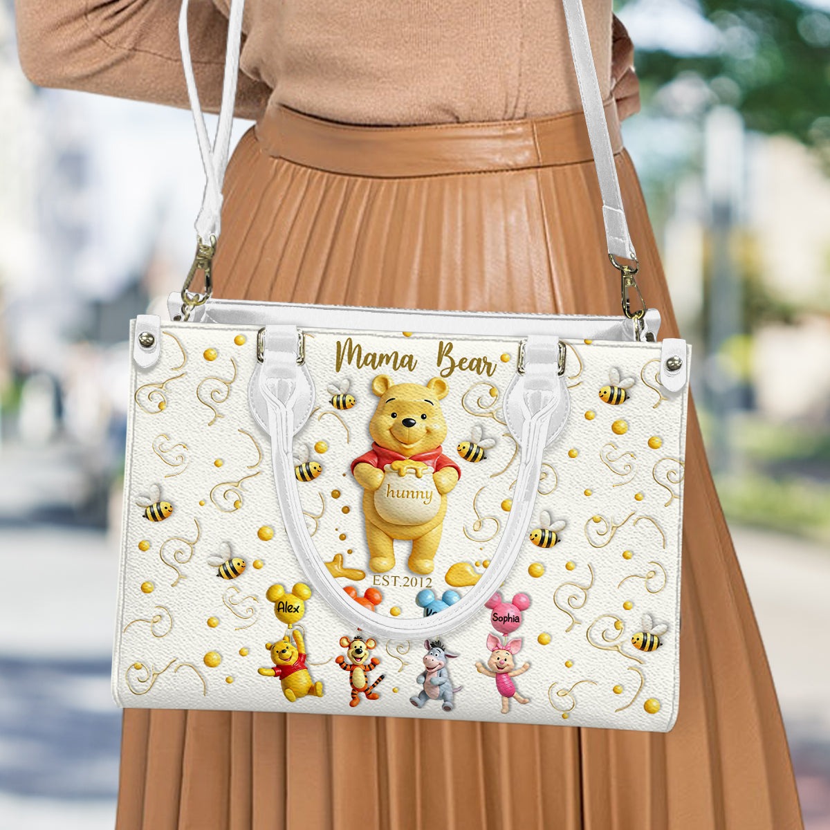 Personalized Leather Handbag with Mama Bear Design for Mom Leather Handbag 2 GradoCreations