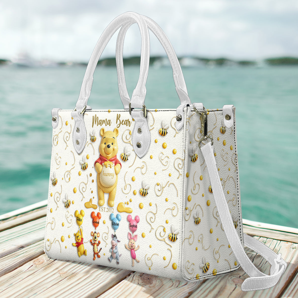 Personalized Leather Handbag with Mama Bear Design for Mom Leather Handbag 2 GradoCreations