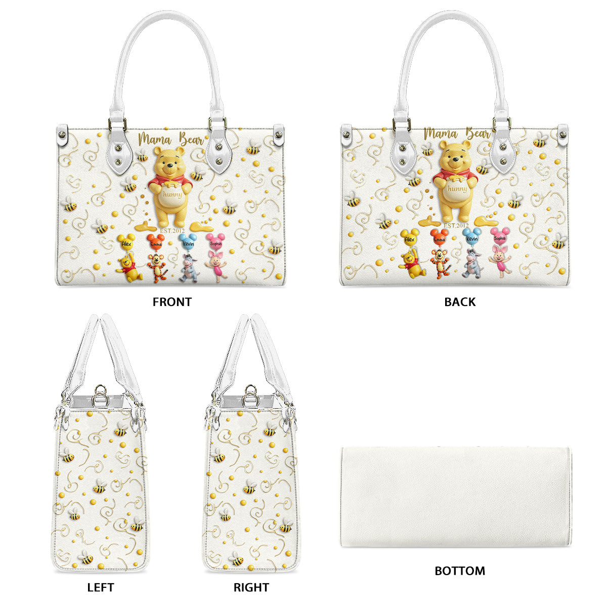 Personalized Leather Handbag with Mama Bear Design for Mom Leather Handbag 2 GradoCreations