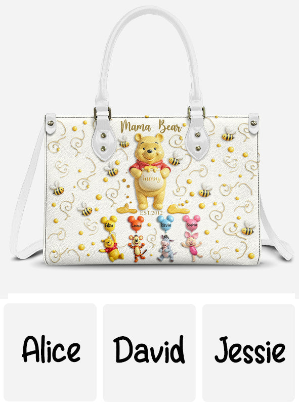 Personalized Leather Handbag with Mama Bear Design for Mom Leather Handbag 2 GradoCreations