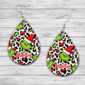 Personalized Grinch Wooden Earrings Custom Name Gift for Christmas Wooden Earrings GradoCreations