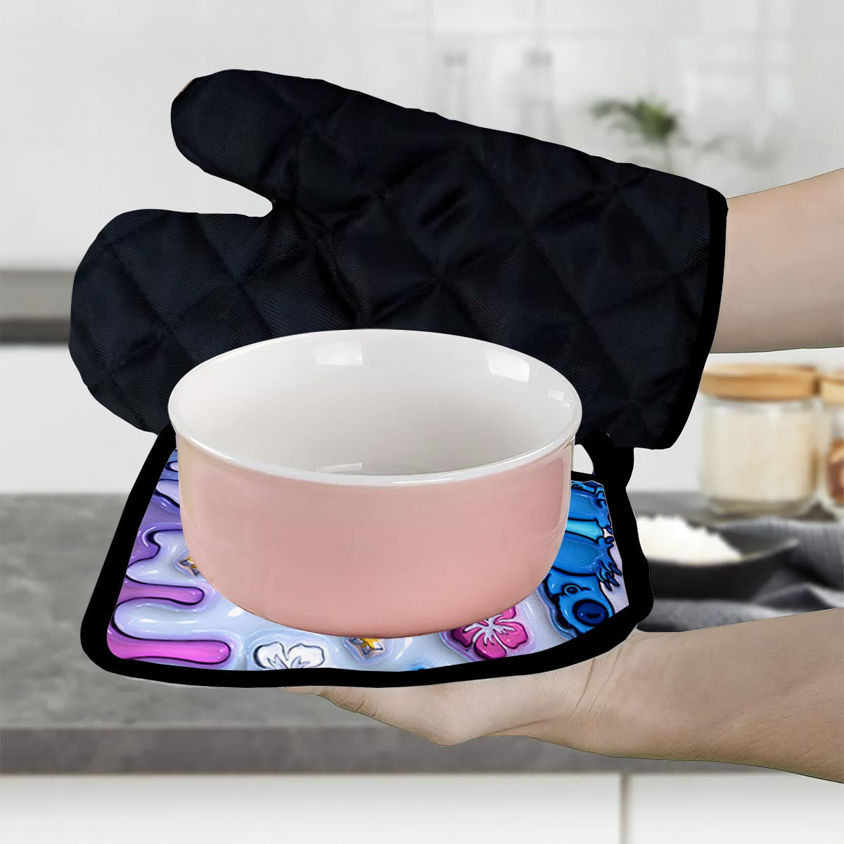 Personalized Ohana Oven Mitts & Pot Holder Set Custom Name Gift for Home Oven Mitts & Pot Holder Set GradoCreations
