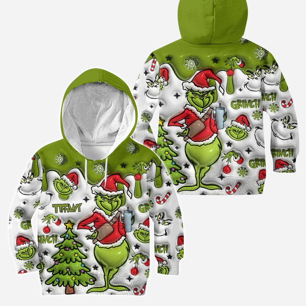 Personalized Grinch Hoodie and Leggings Set Christmas Gift Hoodie & Leggings GradoCreations