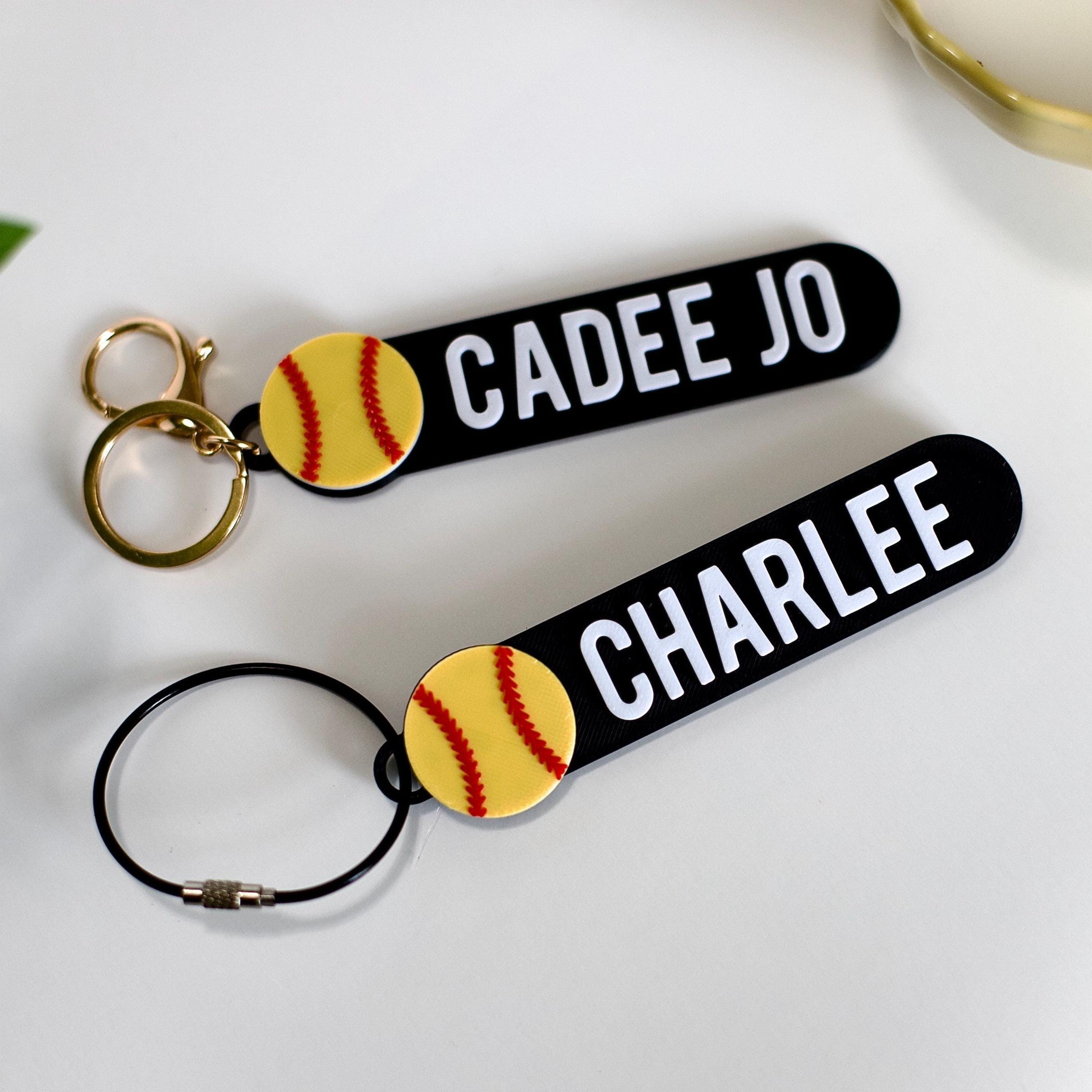 Personalized Baseball Bag Tag Keychain Custom Name Gift for Players HN590 - Baseball Bag Tag Keychain FIX GradoCreations