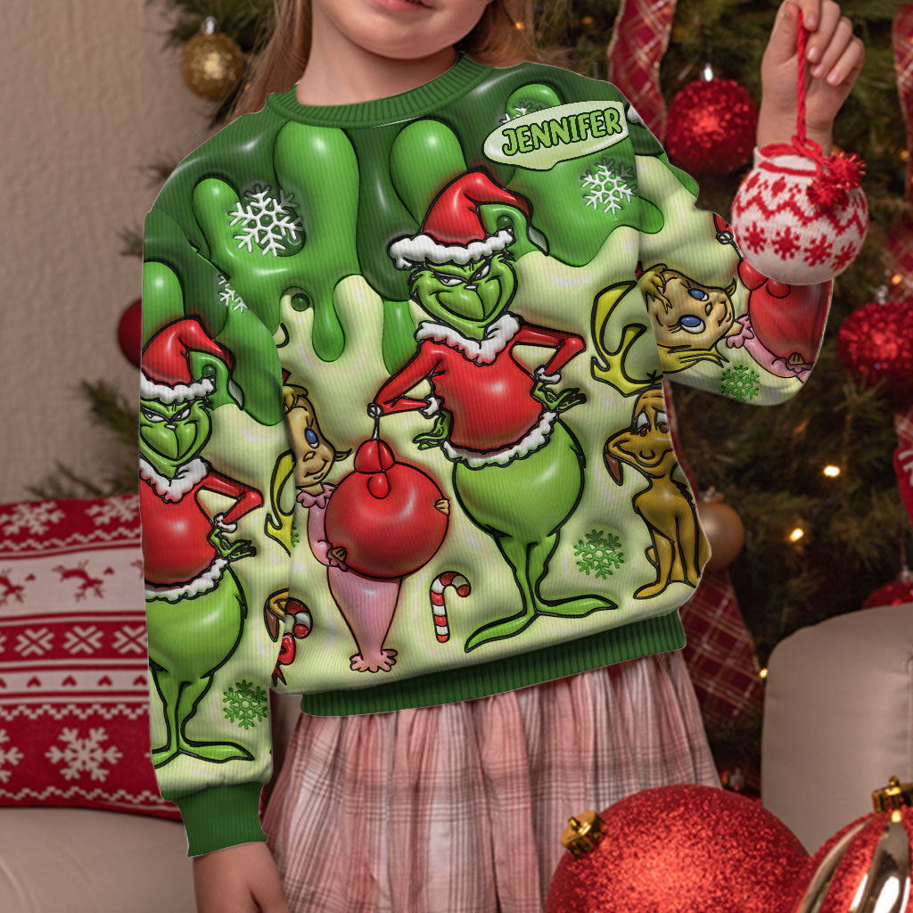 Personalized Grinch Christmas Ugly Sweater Gift for Mom Ugly Sweater GradoCreations