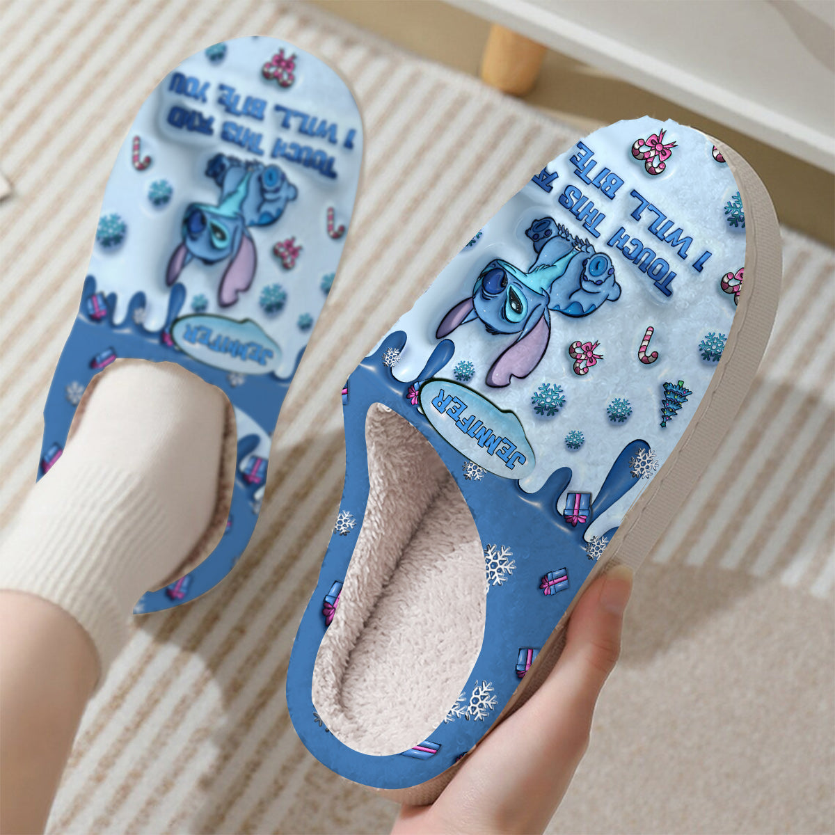 Personalized Ohana Slippers Touch This And I'll Bite You Gift Slippers GradoCreations