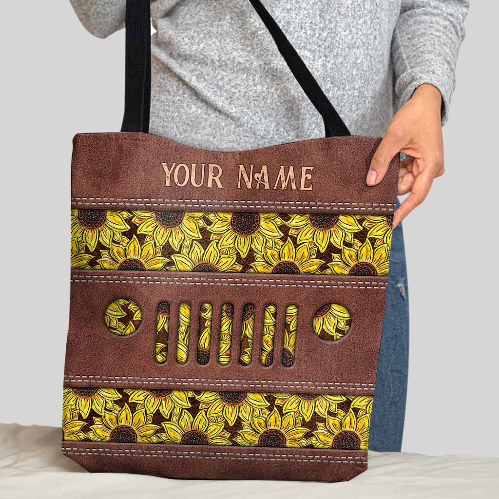 Personalized Sunflower Tote Bag Custom Name Gift for Mom Tote Bag GradoCreations