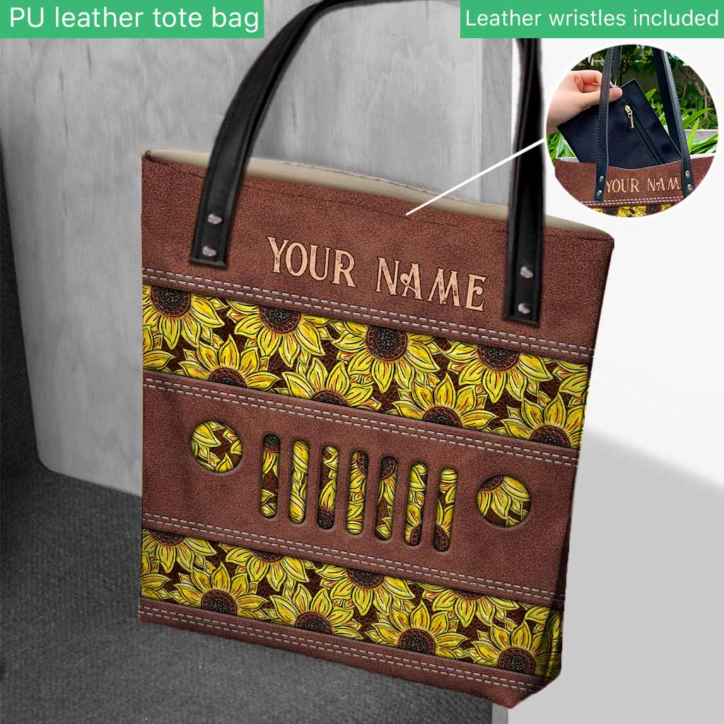 Personalized Sunflower Tote Bag Custom Name Gift for Mom Tote Bag GradoCreations