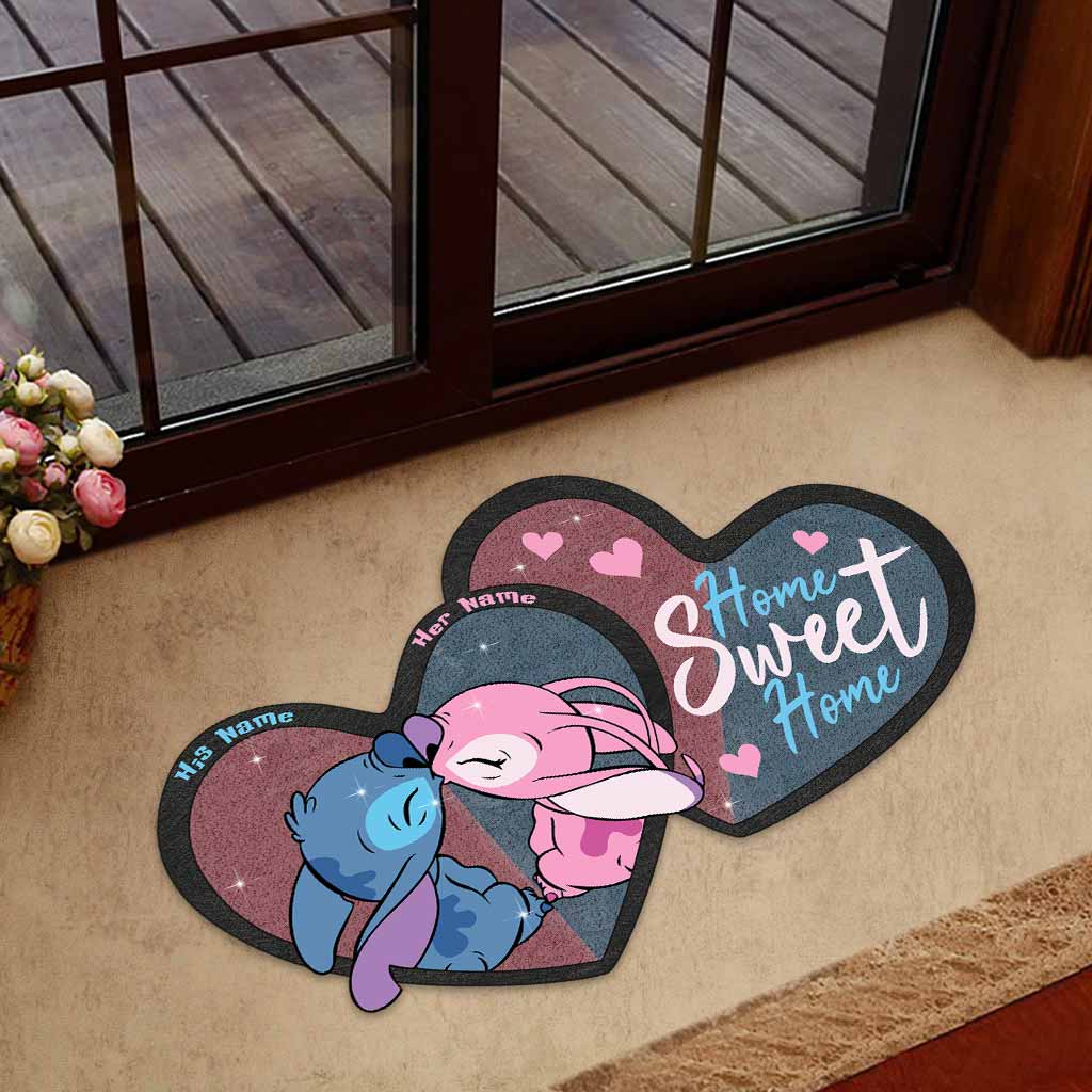 Personalized Couple Ohana Shaped Doormat Custom Name Gift for Home Shaped Doormat GradoCreations