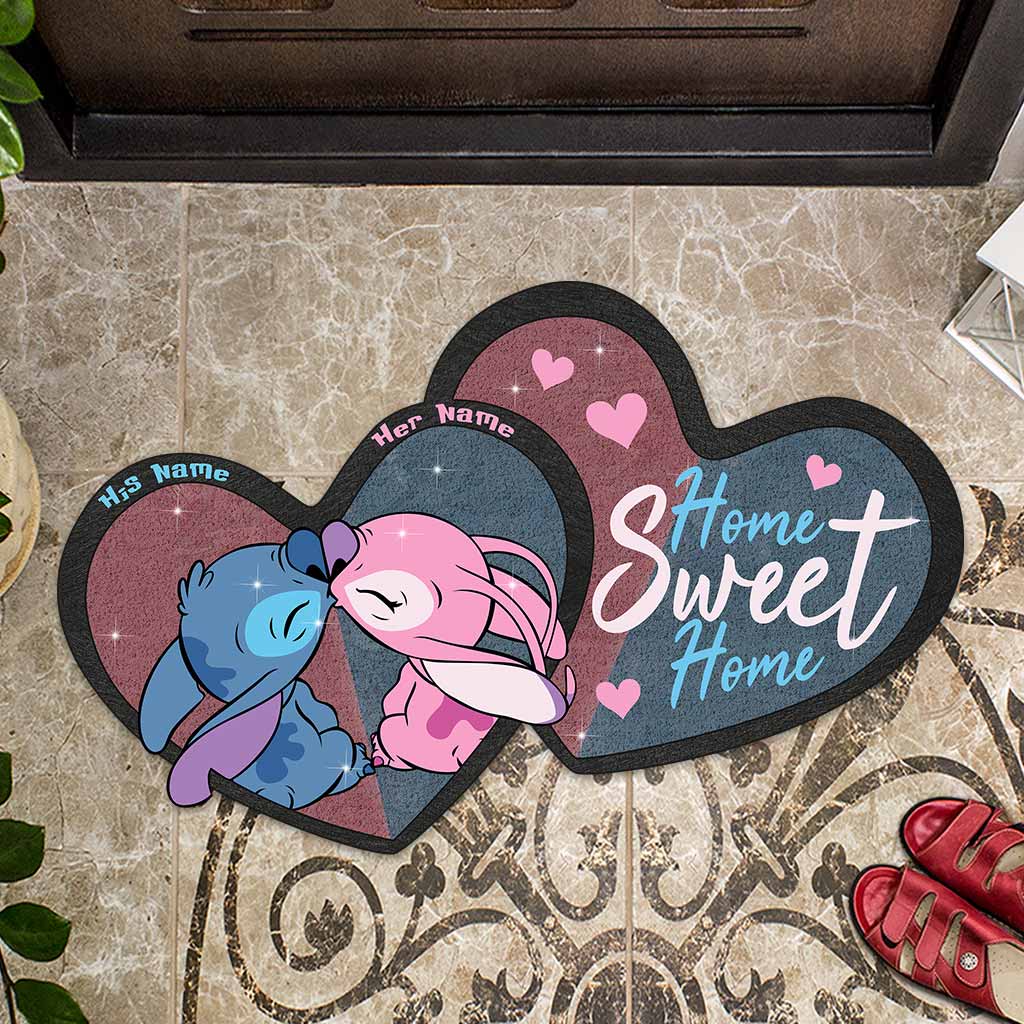 Personalized Couple Ohana Shaped Doormat Custom Name Gift for Home Shaped Doormat GradoCreations