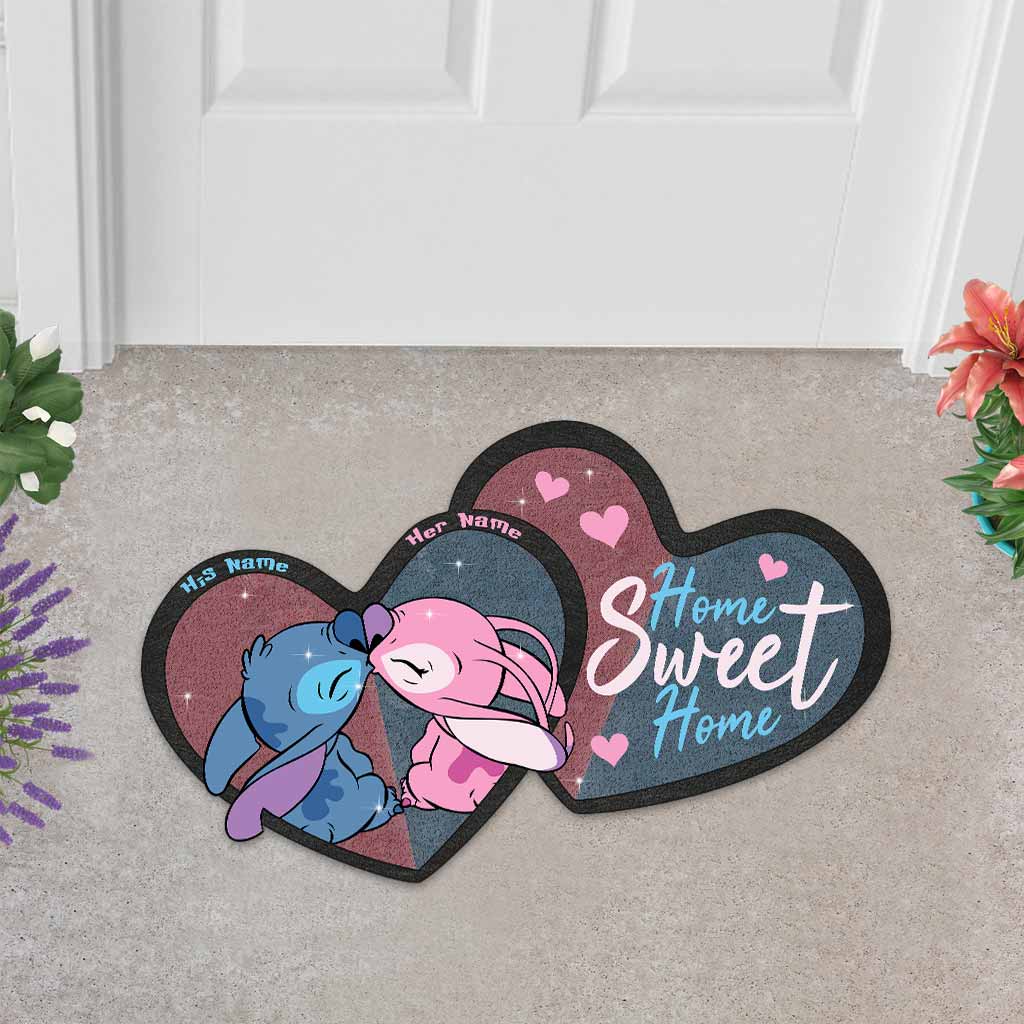 Personalized Couple Ohana Shaped Doormat Custom Name Gift for Home Shaped Doormat GradoCreations