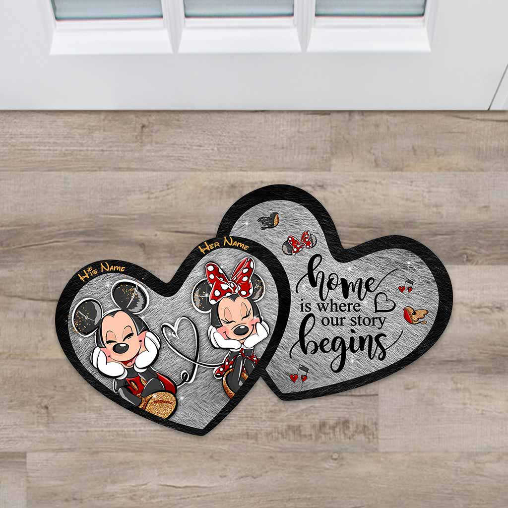 Personalized Mouse Shaped Doormat Custom Couple Gift for Home Shaped Doormat GradoCreations