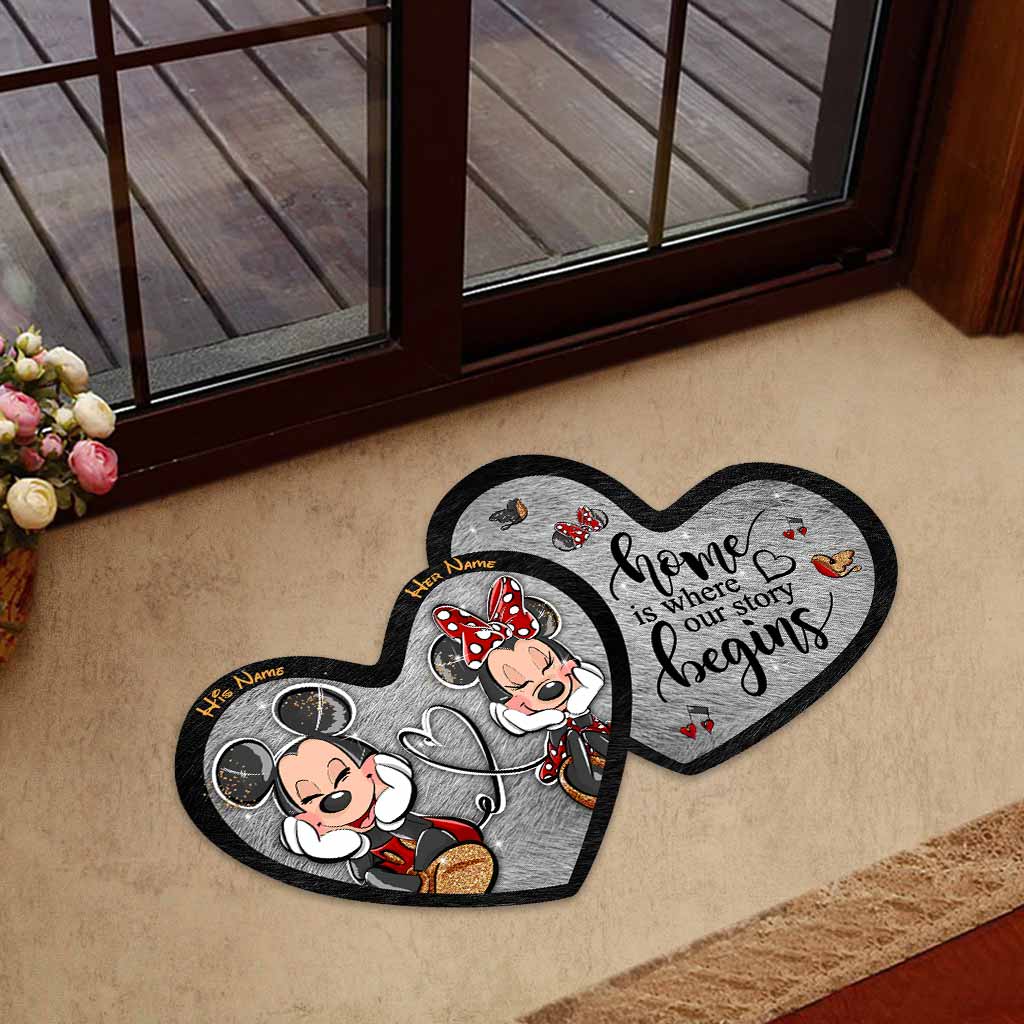 Personalized Mouse Shaped Doormat Custom Couple Gift for Home Shaped Doormat GradoCreations