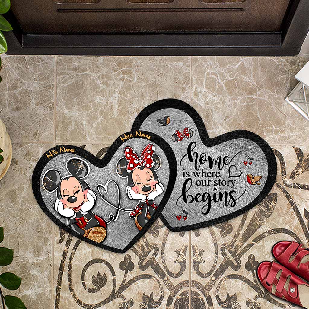 Personalized Mouse Shaped Doormat Custom Couple Gift for Home Shaped Doormat GradoCreations
