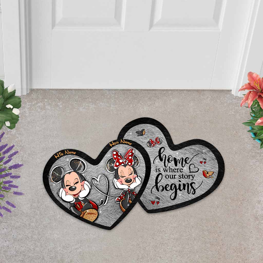 Personalized Mouse Shaped Doormat Custom Couple Gift for Home Shaped Doormat GradoCreations
