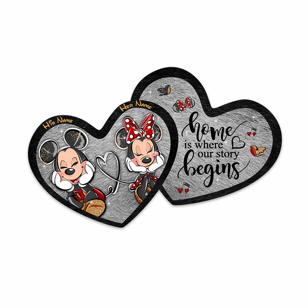 Personalized Mouse Shaped Doormat Custom Couple Gift for Home Shaped Doormat GradoCreations