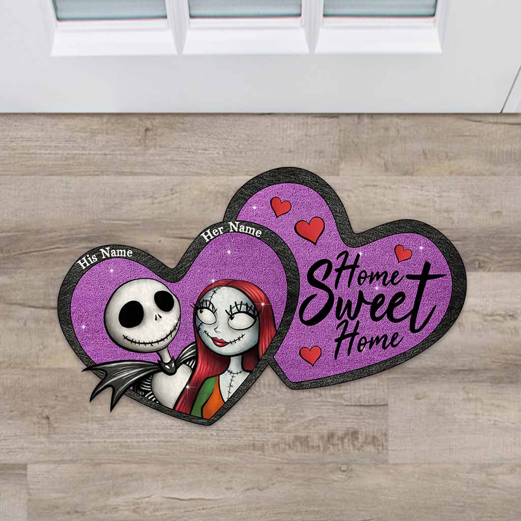 Personalized Heart-Shaped Doormat Custom Couple Gift Home Sweet Home Shaped Doormat GradoCreations