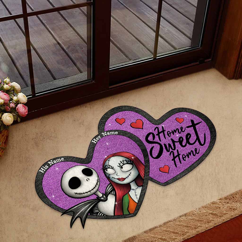 Personalized Heart-Shaped Doormat Custom Couple Gift Home Sweet Home Shaped Doormat GradoCreations
