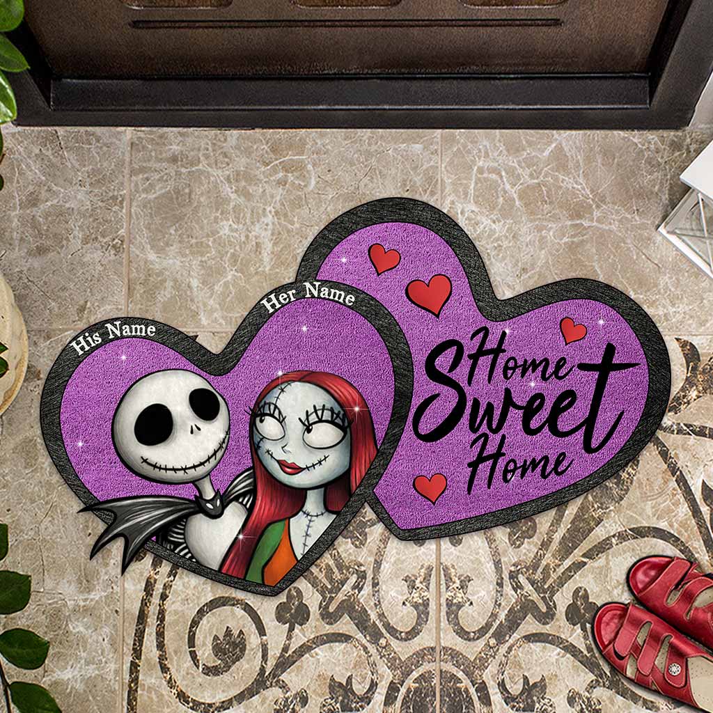 Personalized Heart-Shaped Doormat Custom Couple Gift Home Sweet Home Shaped Doormat GradoCreations
