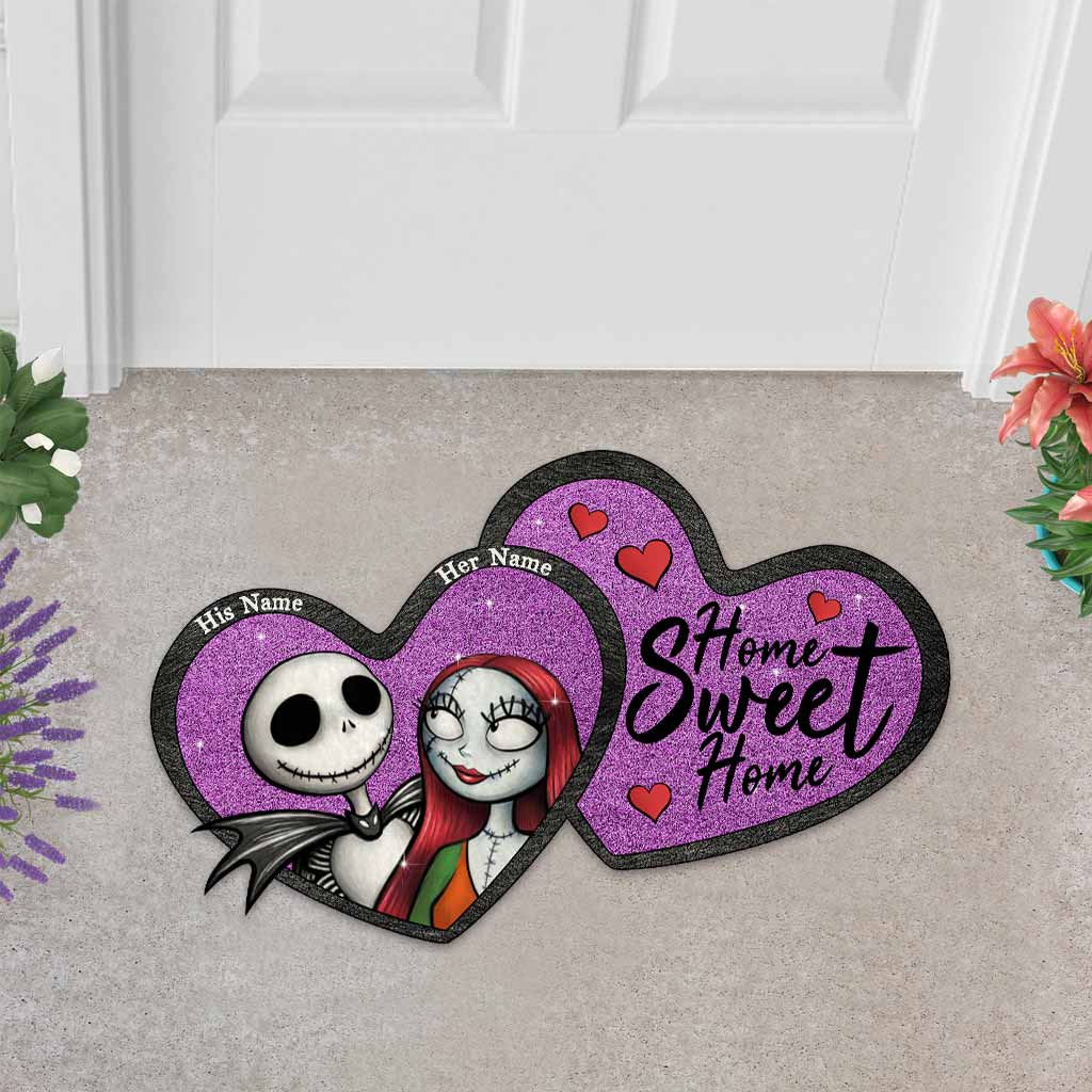Personalized Heart-Shaped Doormat Custom Couple Gift Home Sweet Home Shaped Doormat GradoCreations