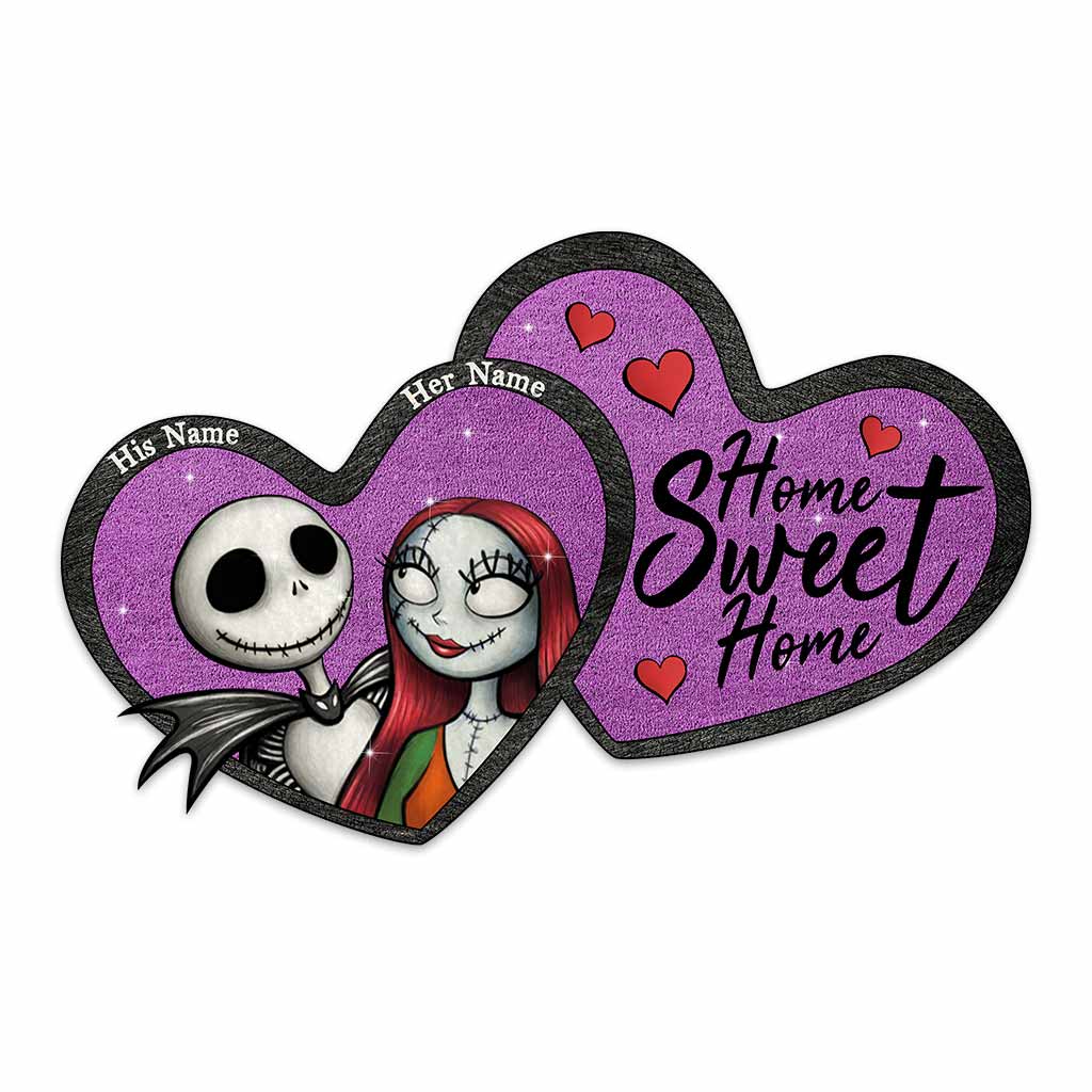 Personalized Heart-Shaped Doormat Custom Couple Gift Home Sweet Home Shaped Doormat GradoCreations
