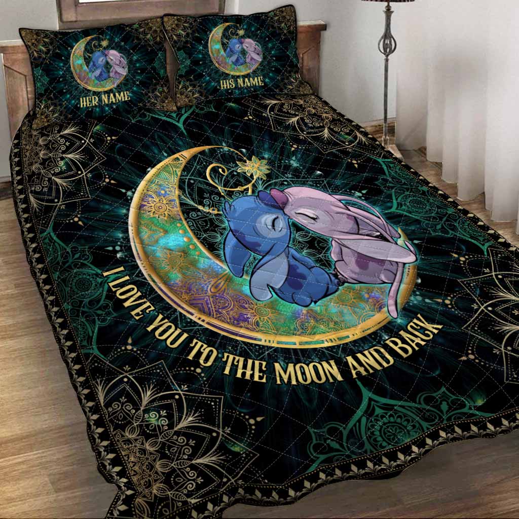 Personalized I Love You To The Moon And Back Quilt Set - Unique Couple Gift Quilt Set GradoCreations