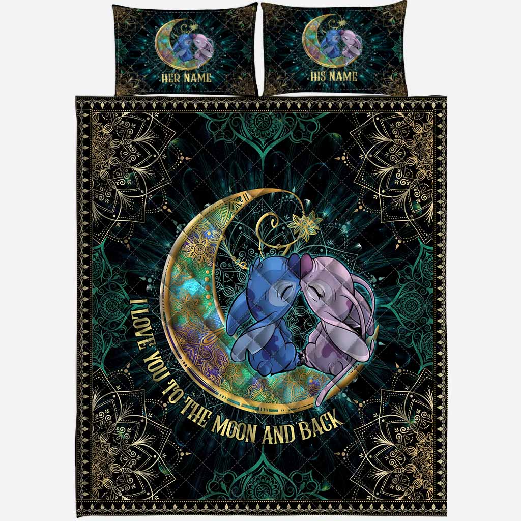 Personalized I Love You To The Moon And Back Quilt Set - Unique Couple Gift Quilt Set GradoCreations