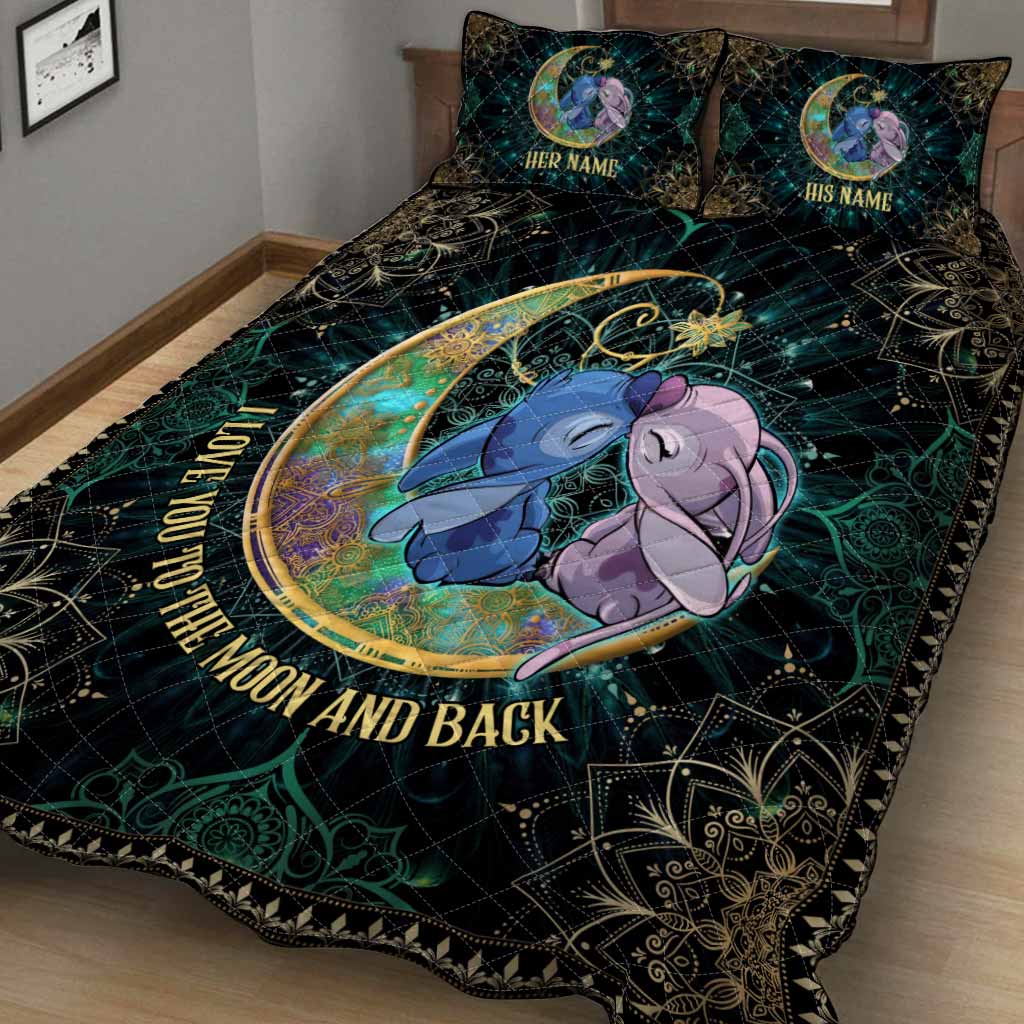 Personalized I Love You To The Moon And Back Quilt Set - Unique Couple Gift Quilt Set GradoCreations