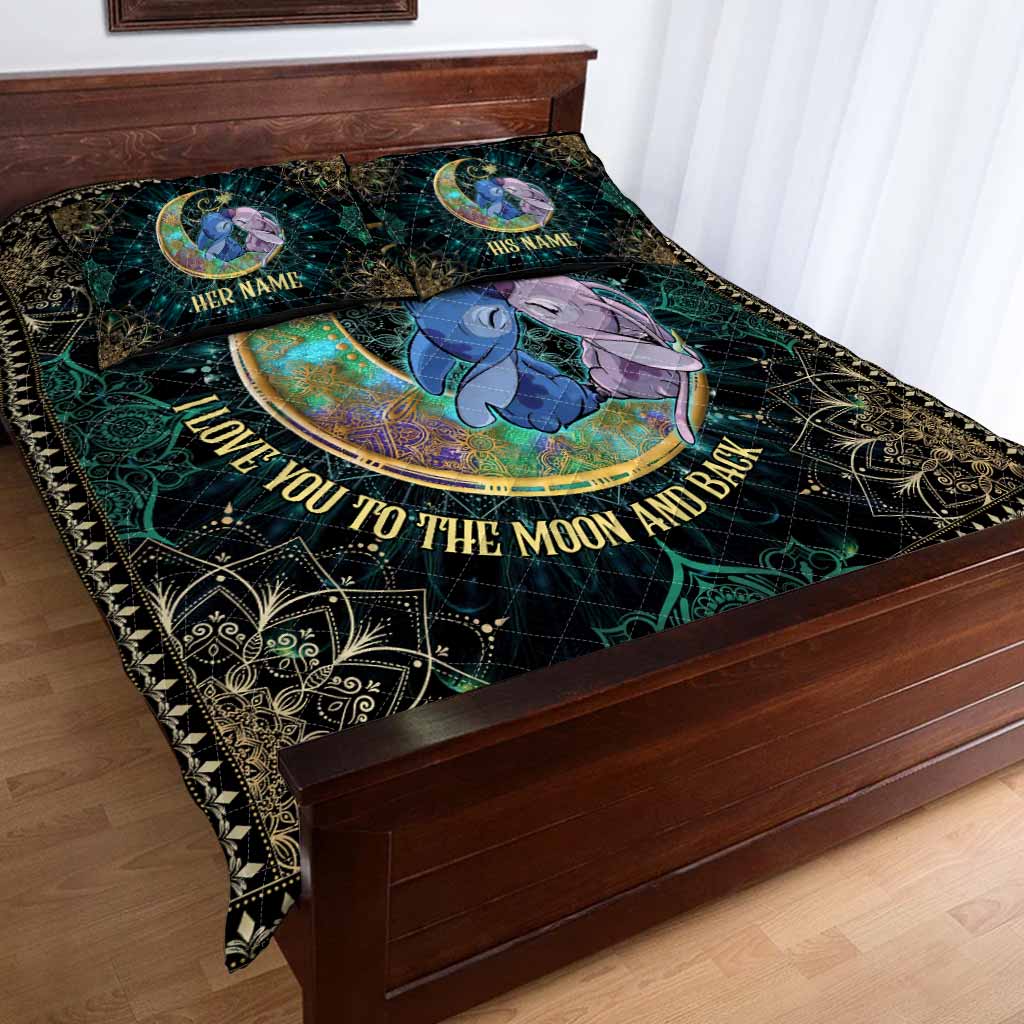 Personalized I Love You To The Moon And Back Quilt Set - Unique Couple Gift Quilt Set GradoCreations