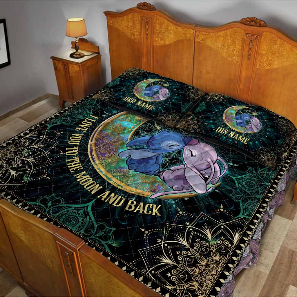Personalized I Love You To The Moon And Back Quilt Set - Unique Couple Gift Quilt Set GradoCreations