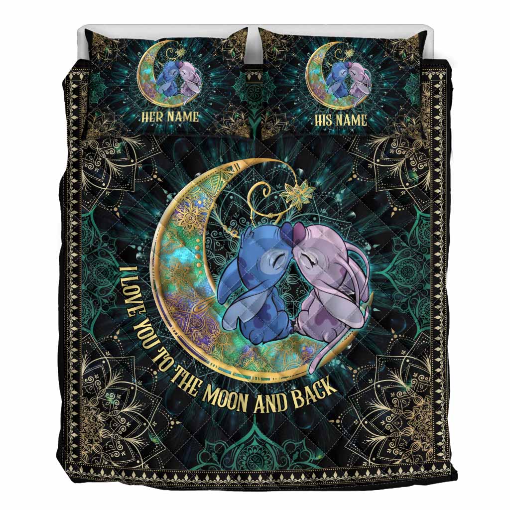Personalized I Love You To The Moon And Back Quilt Set - Unique Couple Gift Quilt Set GradoCreations