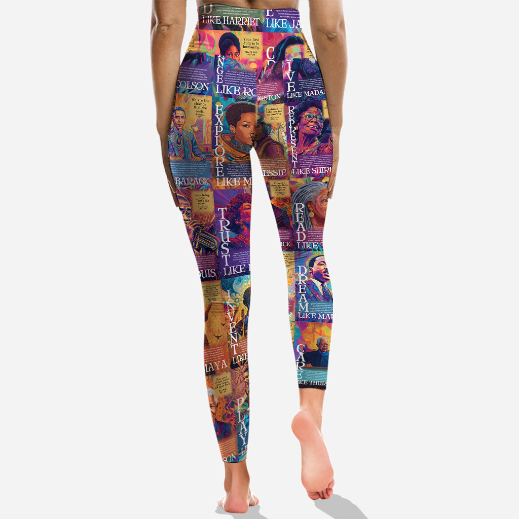 Personalized African American Hoodie and Leggings Set - Customizable Dream Like Martin Rise Like Maya Gift Hoodie & Leggings GradoCreations