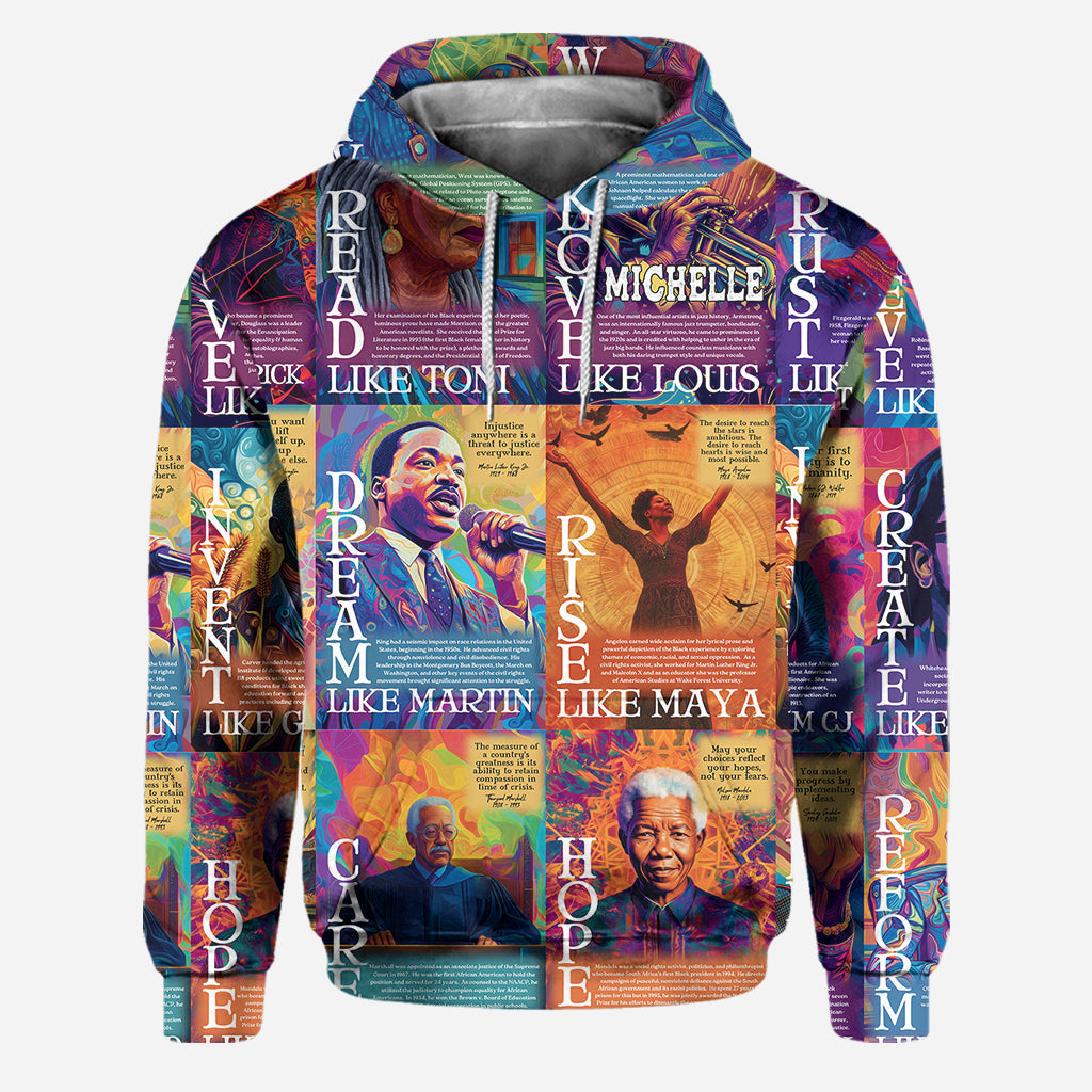 Personalized African American Hoodie and Leggings Set - Customizable Dream Like Martin Rise Like Maya Gift Hoodie & Leggings GradoCreations