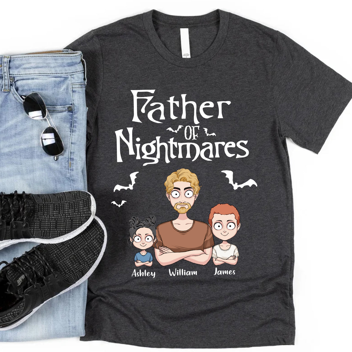 Personalized Father Of Nightmares T-Shirt & Hoodie for Dad T-shirt & Hoodie GradoCreations