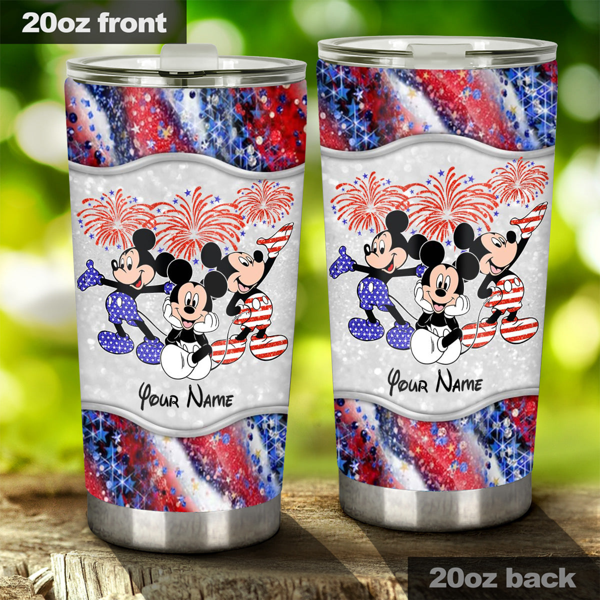 Personalized 4th of July Tumbler with Mickey Mouse Design Tumbler GradoCreations