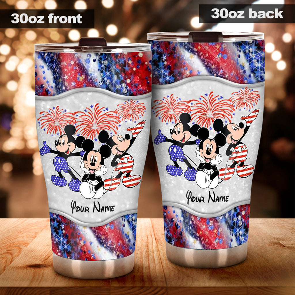 Personalized 4th of July Tumbler with Mickey Mouse Design Tumbler GradoCreations