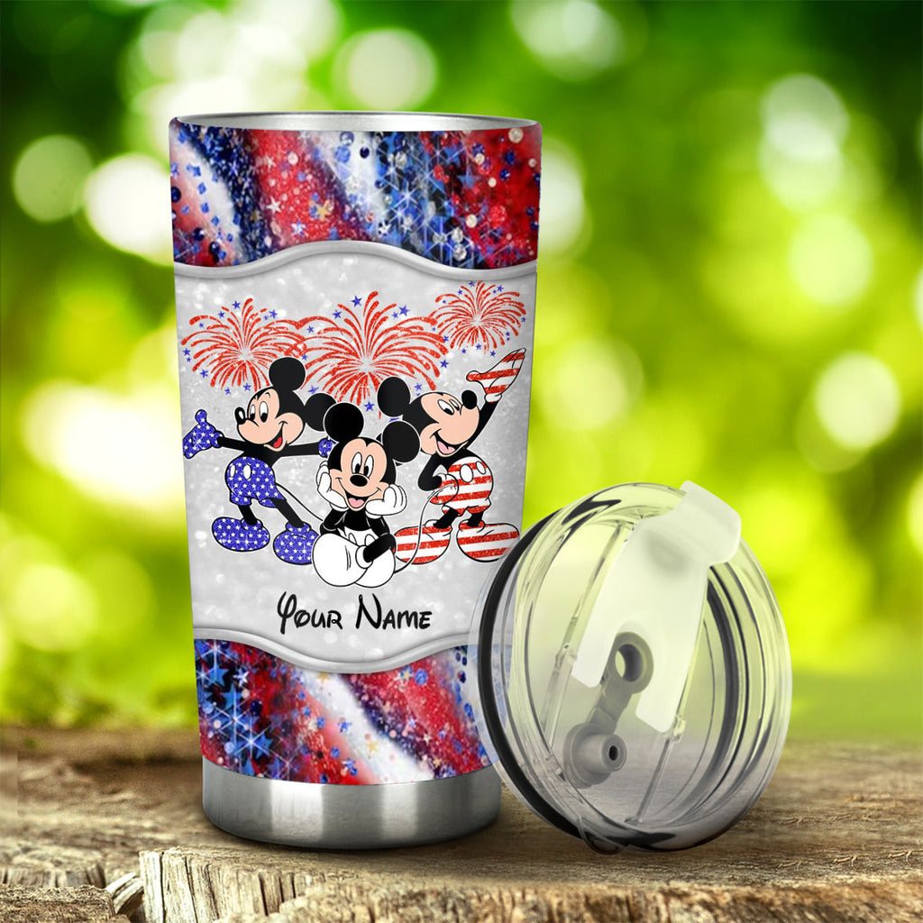 Personalized 4th of July Tumbler with Mickey Mouse Design Tumbler GradoCreations
