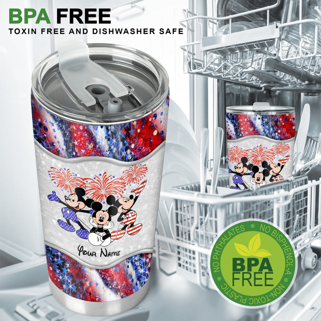 Personalized 4th of July Tumbler with Mickey Mouse Design Tumbler GradoCreations
