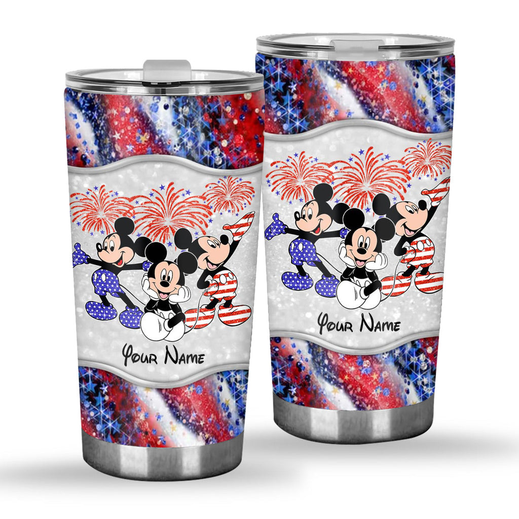 Personalized 4th of July Tumbler with Mickey Mouse Design Tumbler GradoCreations