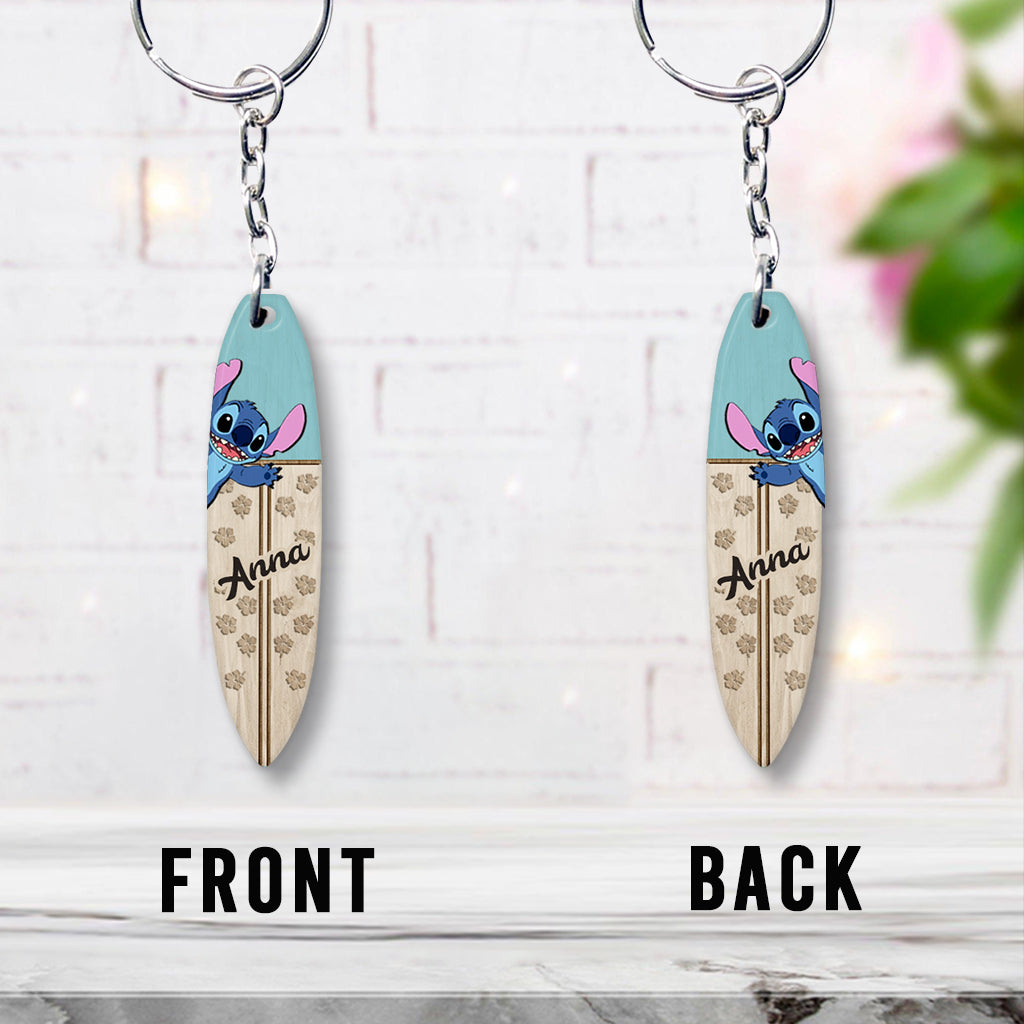Personalized Ohana Keychain Custom Name Fiber Wood Gift Keychain GradoCreations