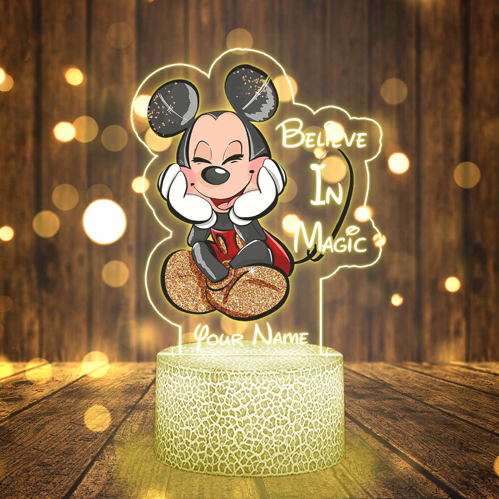 Personalized Believe In Magic Mouse Ears Custom LED Light Plaque Shaped Plaque Light Base GradoCreations