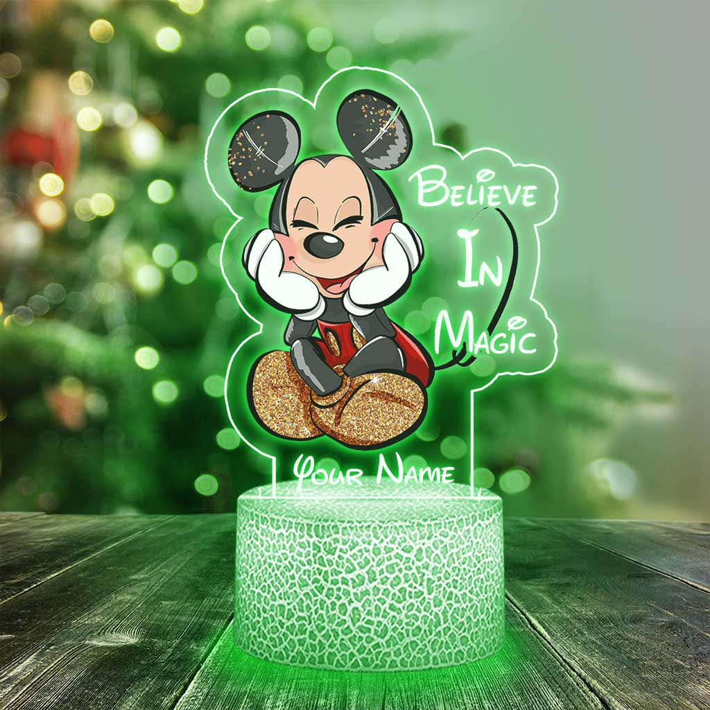 Personalized Believe In Magic Mouse Ears Custom LED Light Plaque Shaped Plaque Light Base GradoCreations