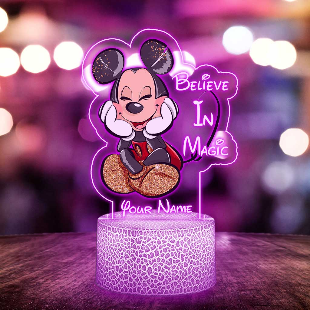 Personalized Believe In Magic Mouse Ears Custom LED Light Plaque Shaped Plaque Light Base GradoCreations